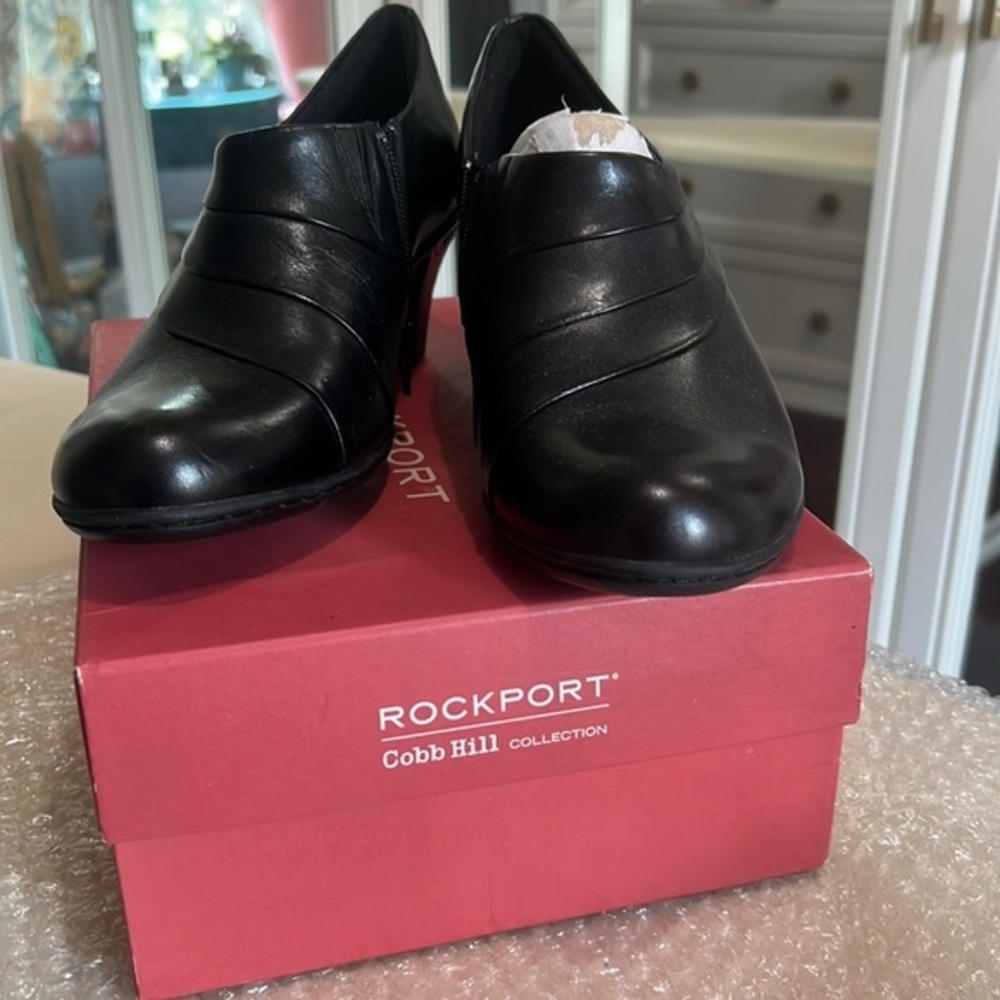 ROCKPORT COBB HILL COLLECTION WOMENS MELISSA BLACK LEATHER SHOES SIZE 10 Medium - Picture 2 of 12
